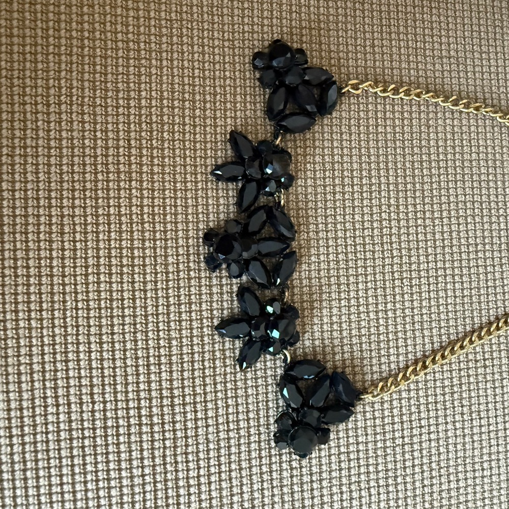 JCrew Elegant Black and Gold Floral Necklace
